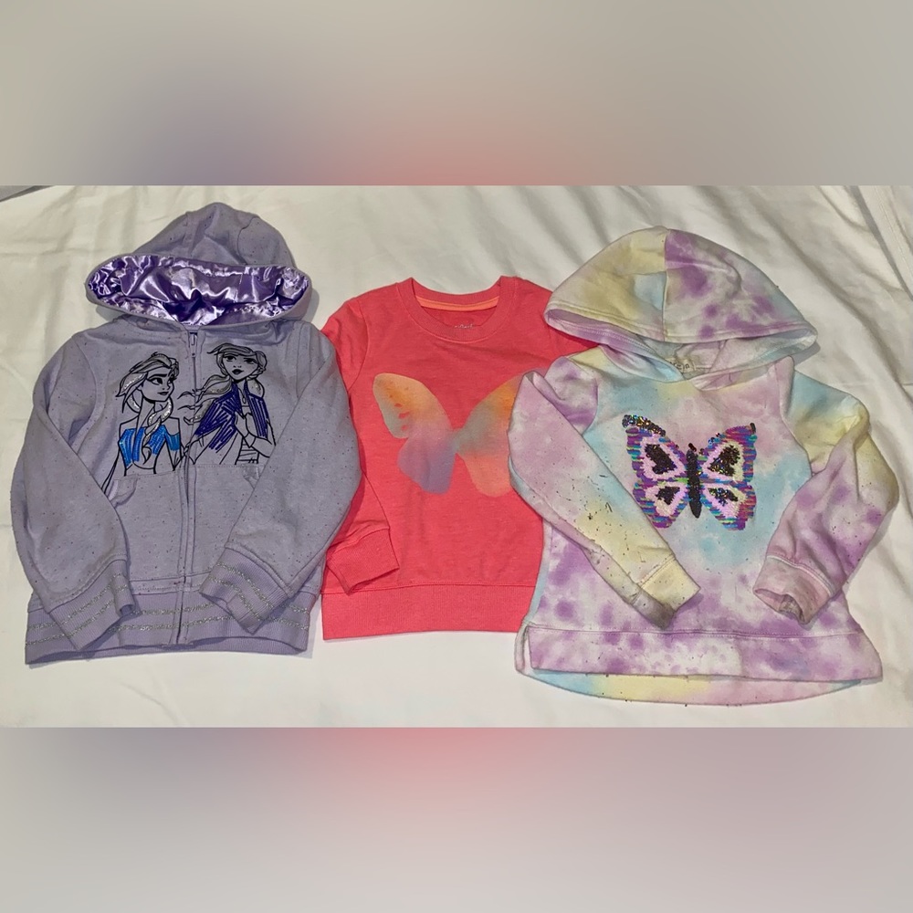 Girls 4T sweatshirts frozen butterfly sequins